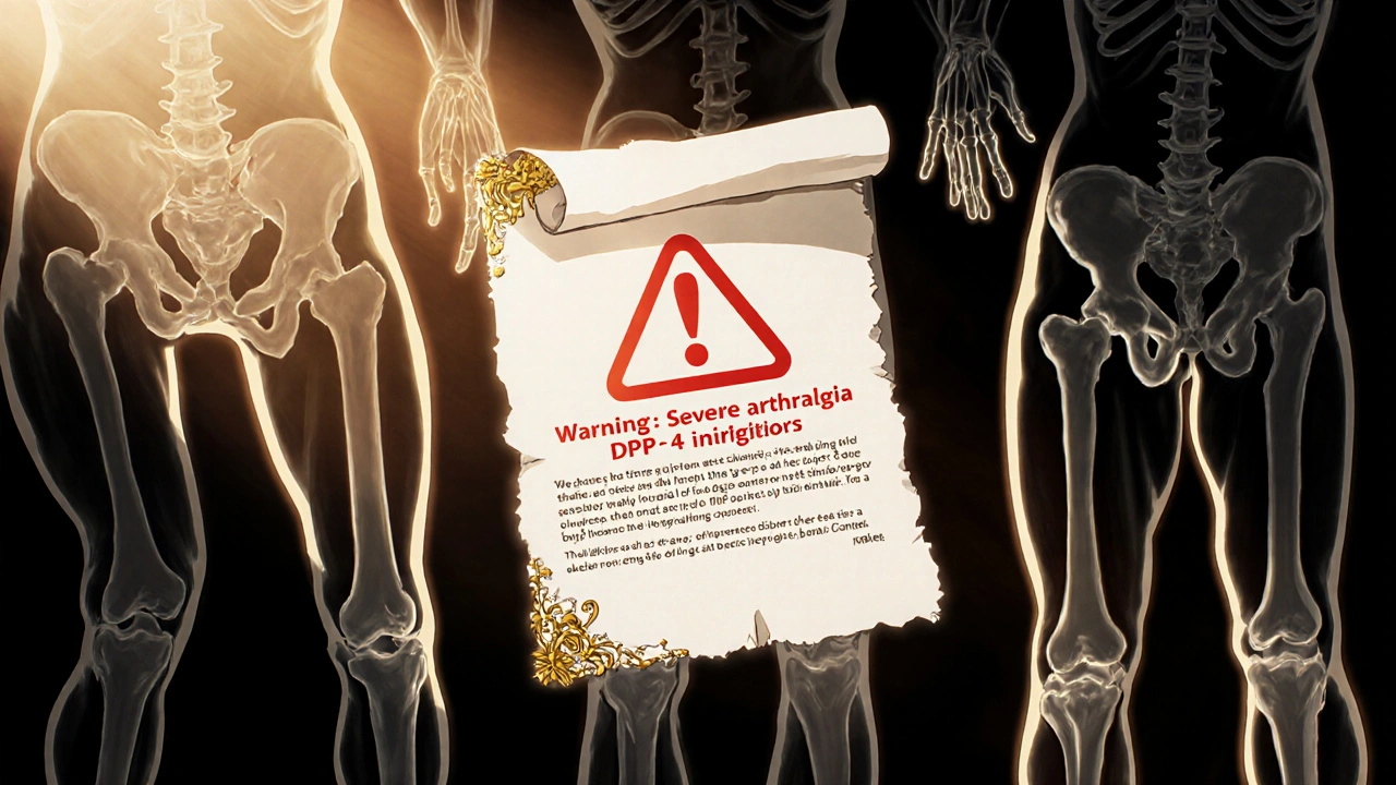Floating FDA warning notice with glowing silhouettes of joints behind it.