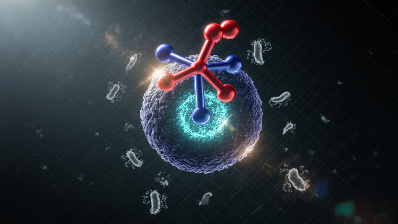 Illustration of Clindamycin binding to the bacterial 50S ribosomal subunit.