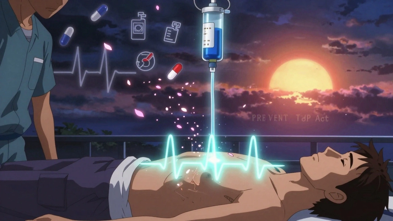 A stream of light restoring a steady heartbeat as chaotic symbols dissolve into petals.