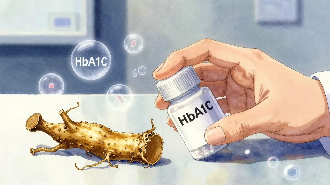 A pharmacist's hand hovers over metformin and goldenseal, symbolizing a critical choice.